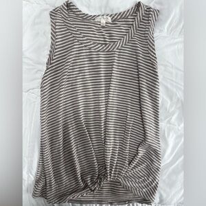 Nine Britton Gray Striped Ruched-front Tank Top